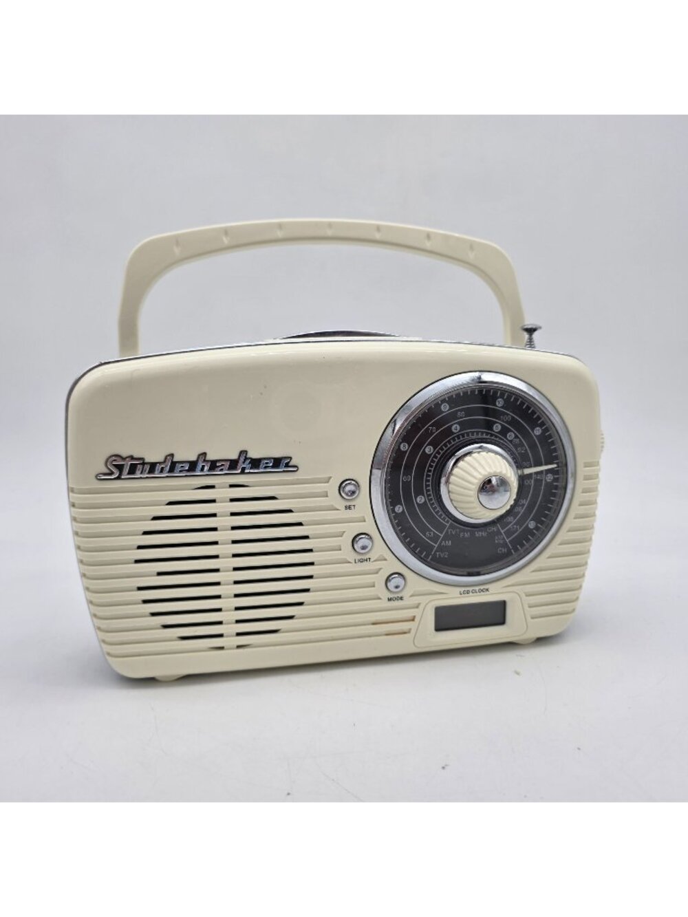 Studebaker Retro AM/FM Weather Band Radio With LCD Clock & Handle
